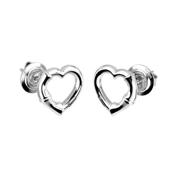 Gucci Silver Bamboo Heart Stud Earrings - Picture 1 of 2